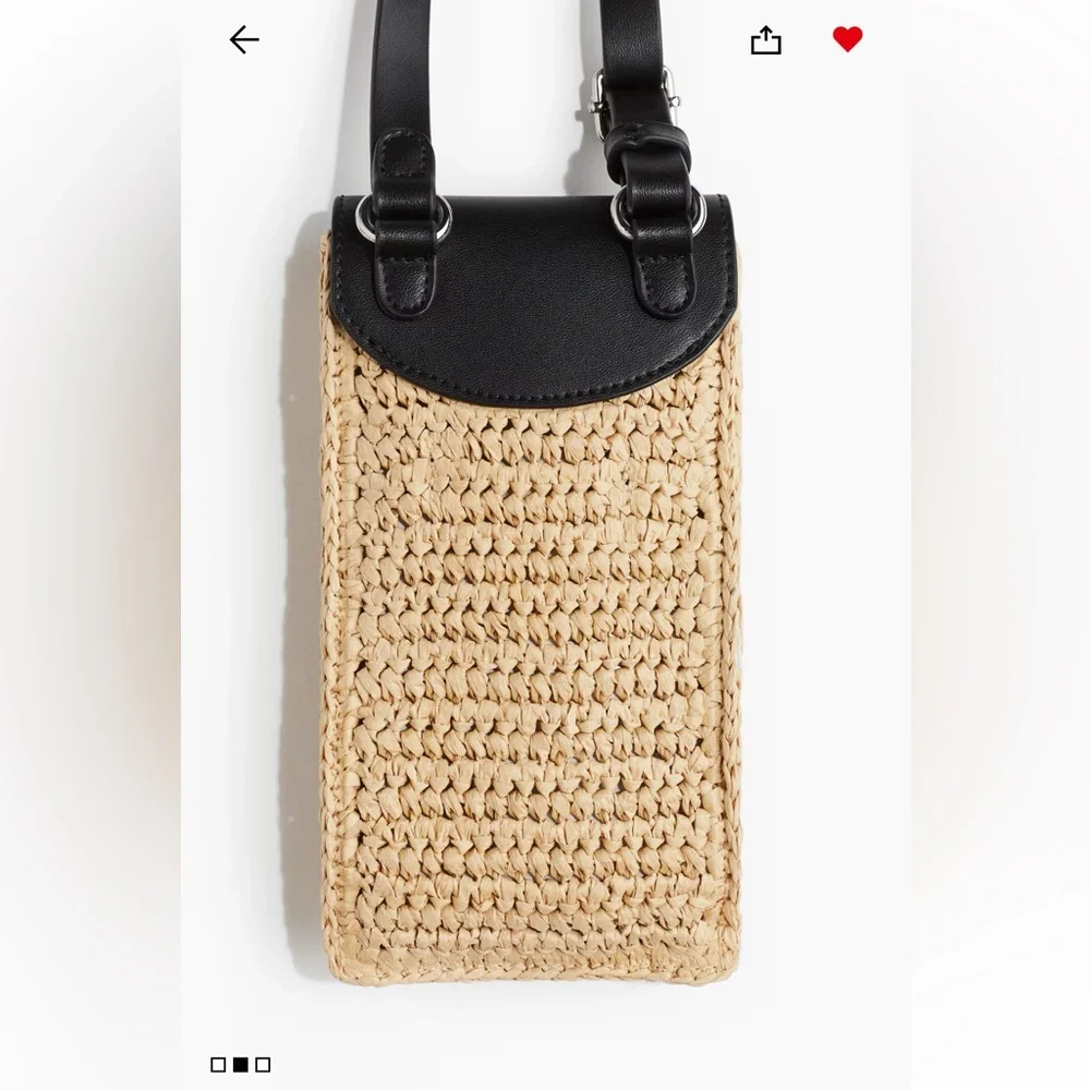 H&M Small Straw Phone Bag NWT - Picture 3 of 6